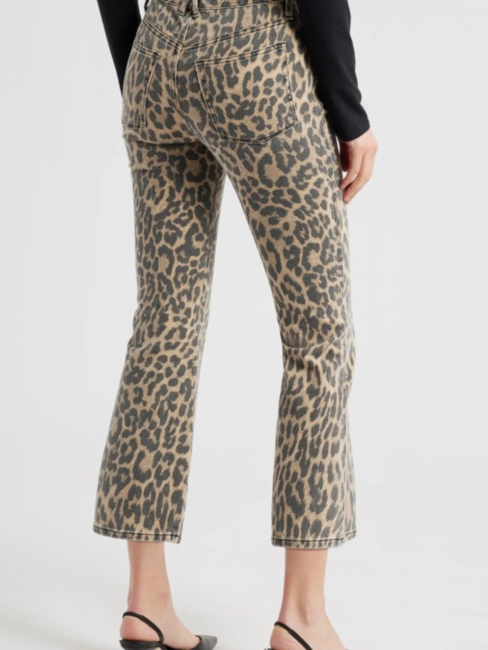 NWOT Good American Good Standard Kick Flare Jeans Leopard Print Size 4/27 - Picture 2 of 8